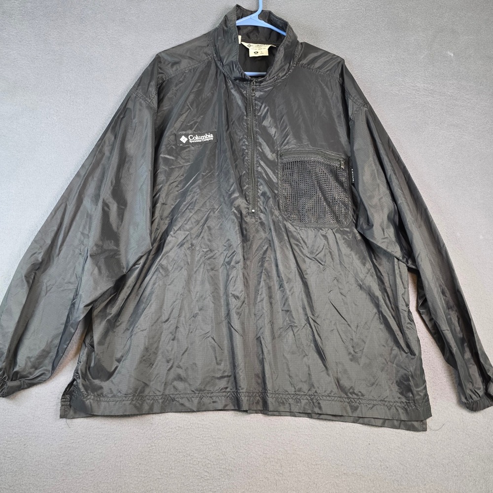 Columbia Windbreaker Mens XL Black Vintage Packable Quarter Zip Pullover